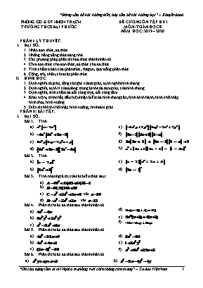Đề cương ôn tập học kỳ II môn Toán Lơp 8 - Năm học 2019-2020 - Trường THCS Đại Phước
